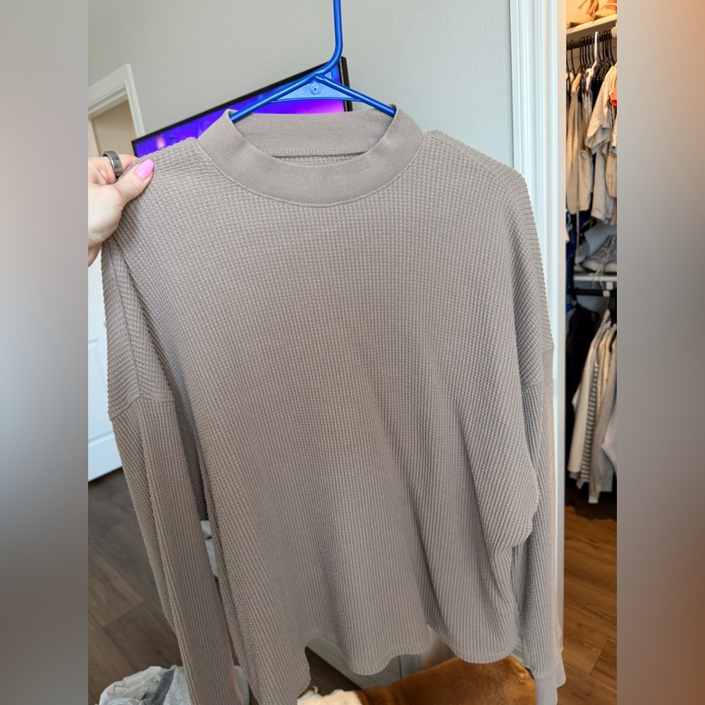 Abercrombie & Fitch Beige Waffle Knit Top